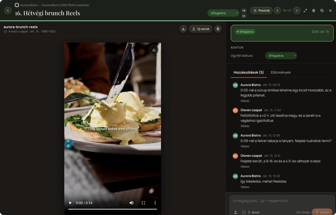 Video-Freigabe und Feedback im Oloren Hub